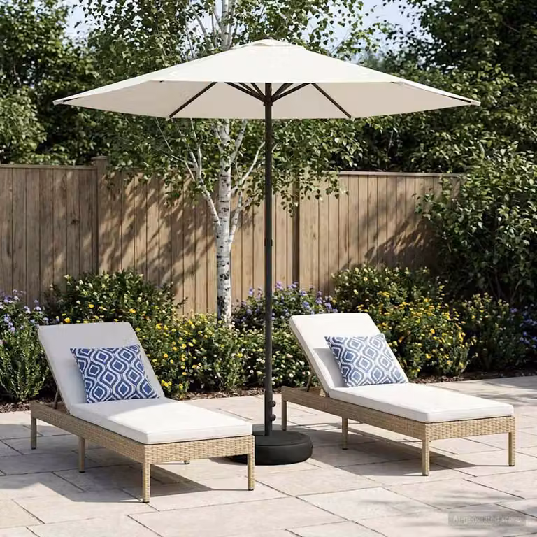 vidaXL Parasole da Giardino con Base Rettangolare in Acciaio e Poliestere, Beige o Bianco, 2,3 x 2,3 m