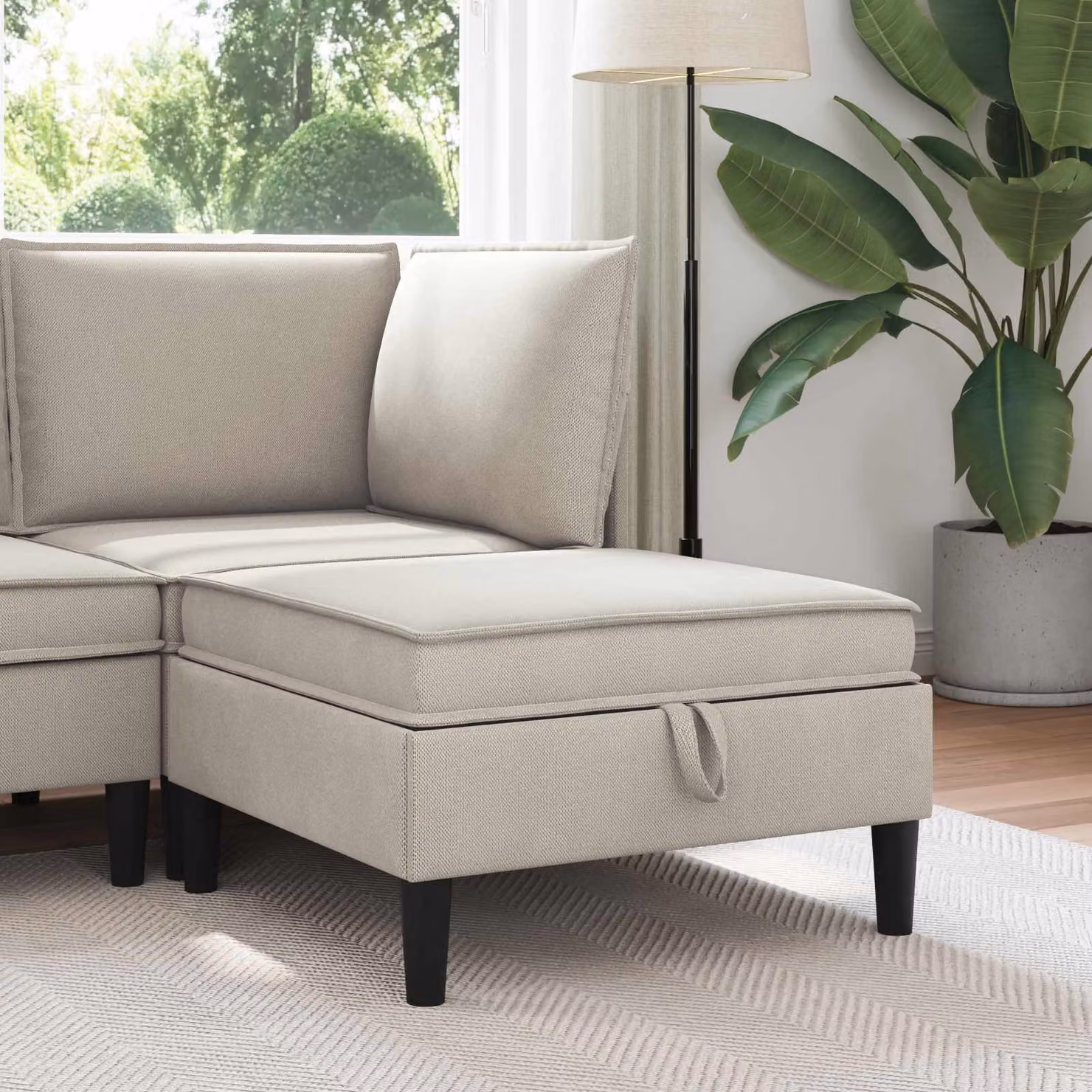 Pouf con contenitore vidaXL in velluto beige per soggiorno L: 70 cm, P: 40 cm, H: 40 cm