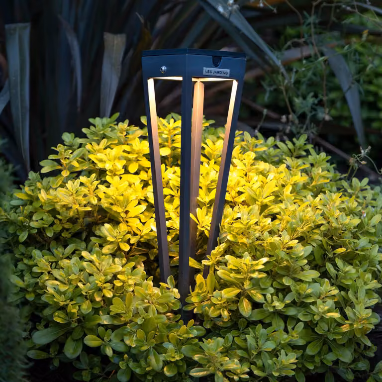 Les Jardins Torcia solare a LED Tinka, altezza 52 cm, grigio dimmerabile, Alluminio / Grigio / Zincato, Alluminio, Lampade solari