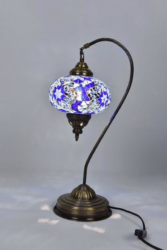 Lampada da notte turca realizzata a mano in blu – Lampada orientale Sprookjes, alta 42 cm, unica e decorativa