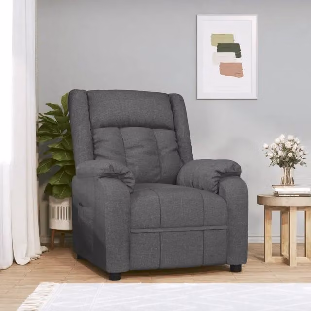 Poltrona Reclinabile Relax vidaXL in Tessuto Grigio con Braccioli e Regolazione Manuale