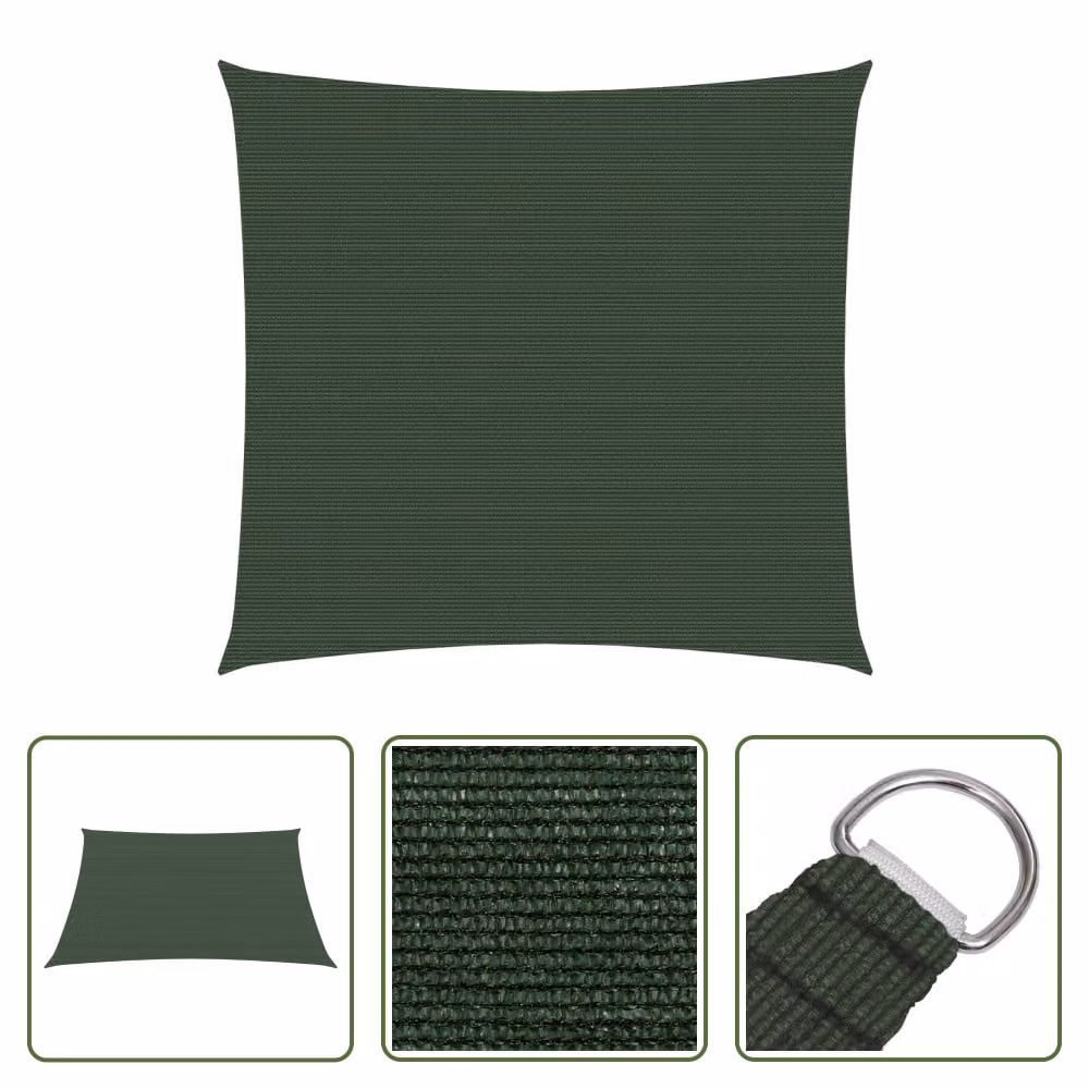 The Living Store Tenda da sole 160 g/m² Verde scuro 3x3 m HDPE