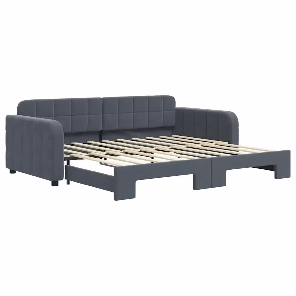 Divano Letto con Letto Estraibile vidaXL in Velluto Grigio per Soggiorno e Camera da Letto L/P: 90 x 190 cm – 2