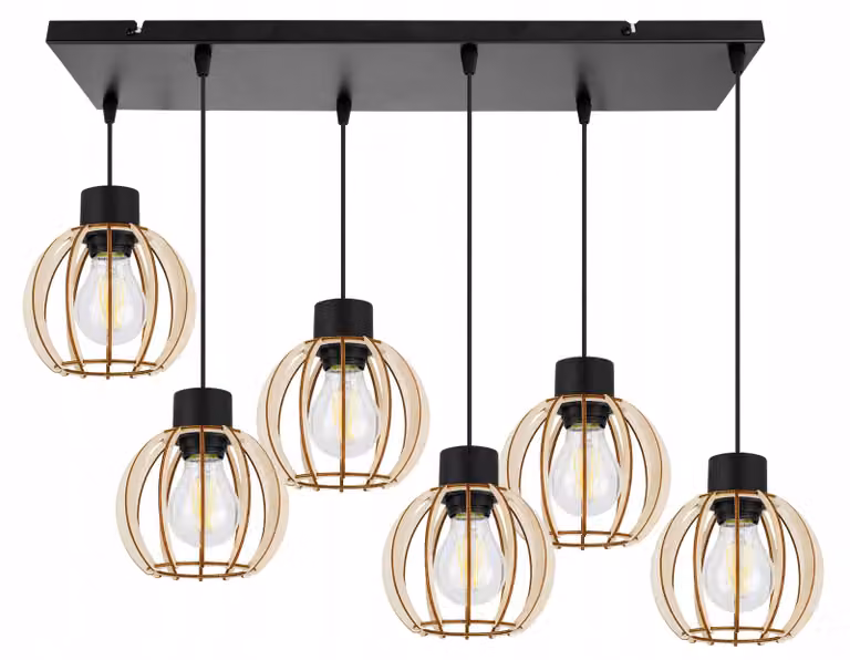 Lampada a sospensione, lampadario da soffitto, legno, paralume LED