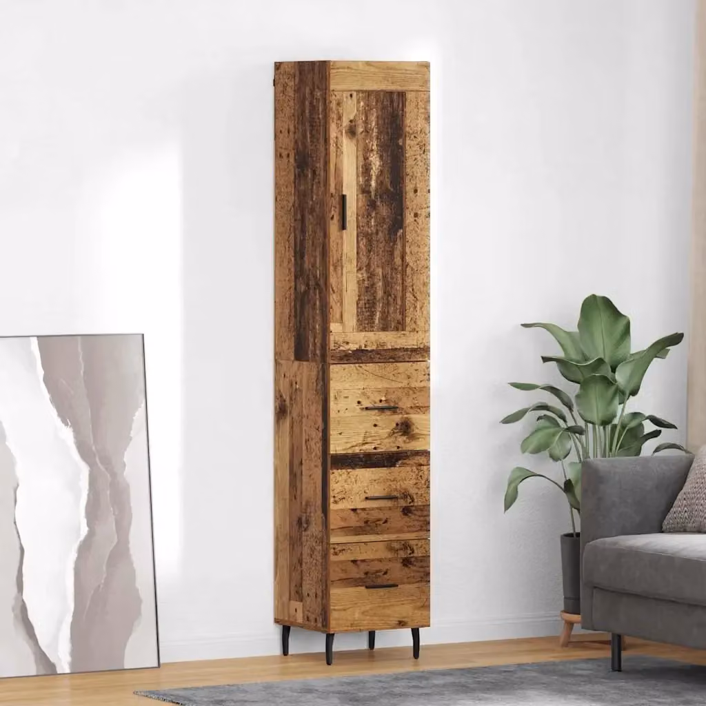Credenza Buffet in Legno Vecchio Marrone per Cucina e Sala da Pranzo L/P/H: 34,5 x 34 x 180 cm – 2