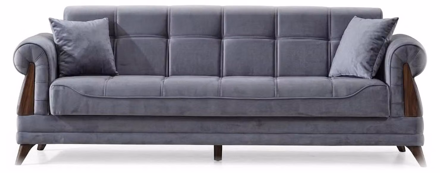 Set per soggiorno: divano a 3 posti, poltrona, design minimalista, colore grigio