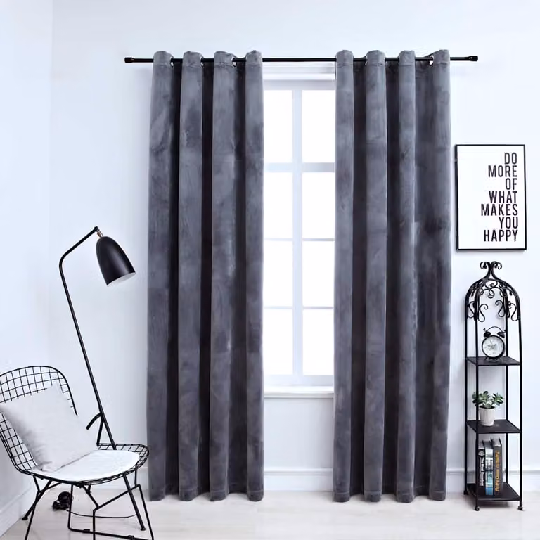 Set di 2 tende oscuranti vidaXL in velluto antracite con anelli L: 140 cm, H: 175 cm