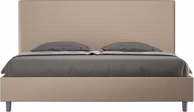 BS COM Letto matrimoniale king size senza rete imbottito 190x210 similpelle tortora