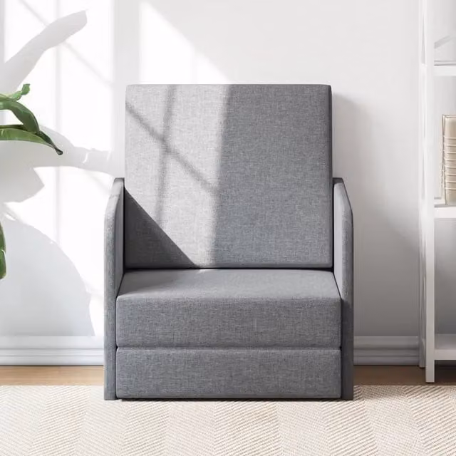 Poltrona-Divano Sedia-Poltroncina Letto Convertibile Grigio Chiaro in Tessuto