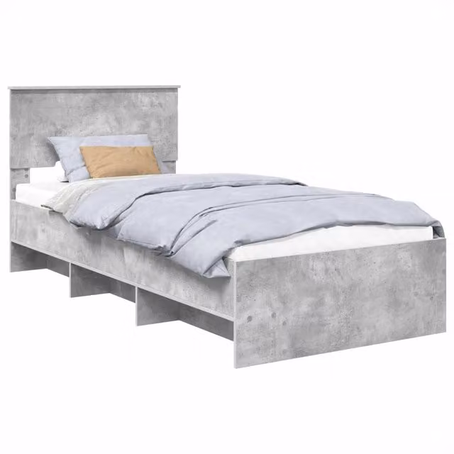 Letto matrimoniale | Letto per adulti | Struttura del letto con testiera Grigio cemento 120 x 123 cm