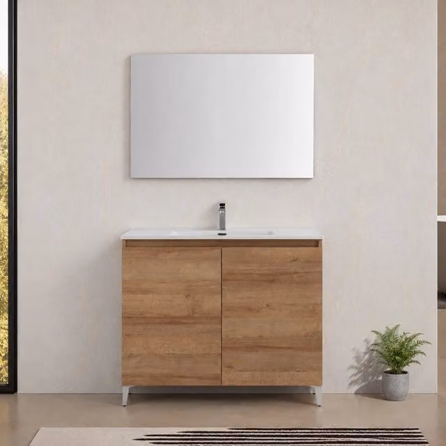 Mobile bagno a terra 100 cm rovere africa due ante con lavabo Kleo