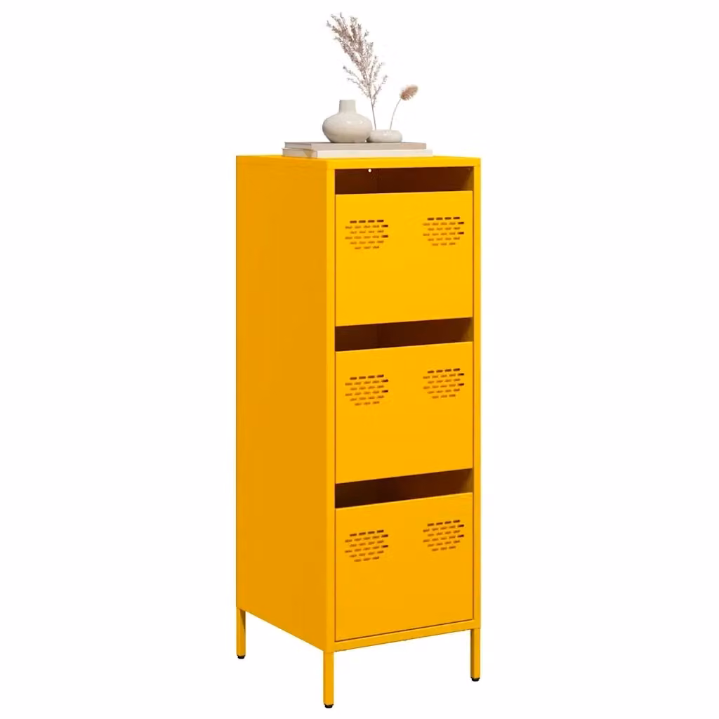 Credenza Buffet in Acciaio Giallo Senape L: 39 cm, P: 35 cm, H: 103,5 cm – 2