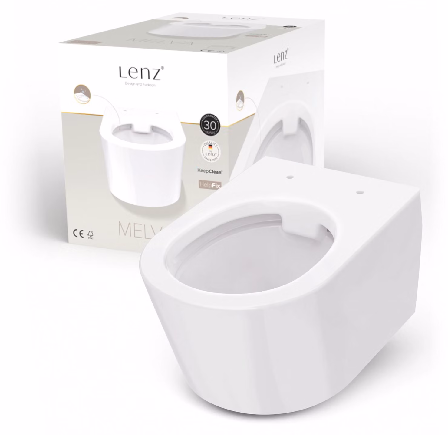 Water WC Melva, modello a forma "D", scarico profondo, tecnologia KeepClean, colore bianco