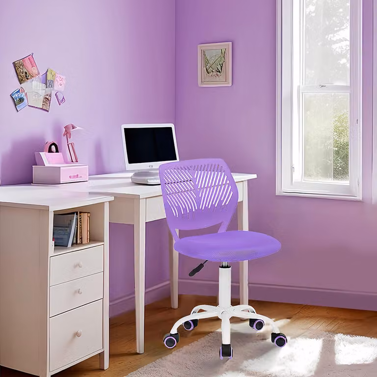 Sedia da scrivania per bambini FurnitureR, sedia girevole regolabile in altezza con piccolo schienale