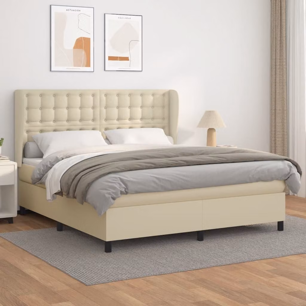 Maison Exclusive - Letto boxspring con materasso color crema 180x200 cm in ecopelle