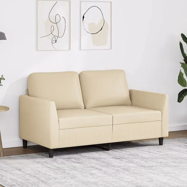 Divano a 2 Posti Crema 120 cm in Similpelle 359329