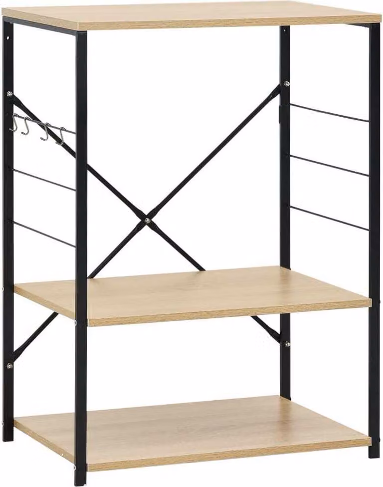 Mobile Microonde Nero e Rovere 60x39,6x79,5cm Legno Multistrato