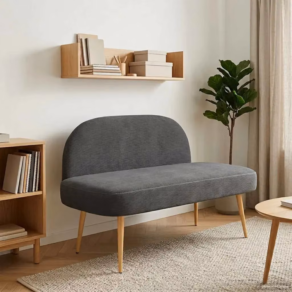 Panchina imbottita con schienale in velluto a coste Grigio scuro DESIGN IN L/P/H: 110 x 60 x 76 cm – 2
