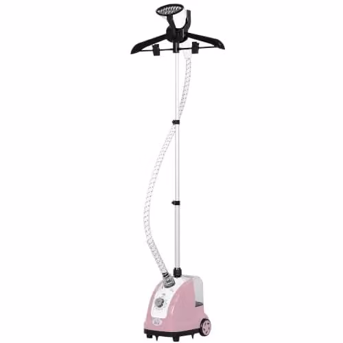 HOMCOM Ferro a vapore verticale 1,4L Rosa Nero