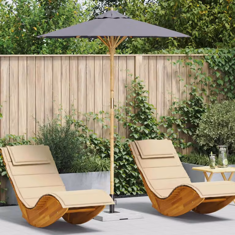 Maison Exclusive - Ombrellone da giardino rotondo, diametro 180 cm x 230 cm, bambù, grigio scuro