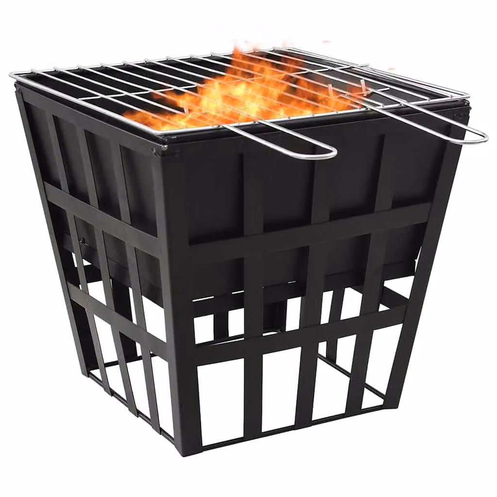 Braciere e Barbecue 2 in 1 vidaXL in Acciaio Nero per Carbone L/P/H: 34 x 34 x 48 cm