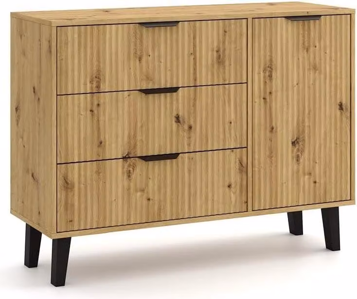 BDW, cassettiera con cassetti, camera da letto, Scandi, 110×40×81,5 cm, rovere artigianale