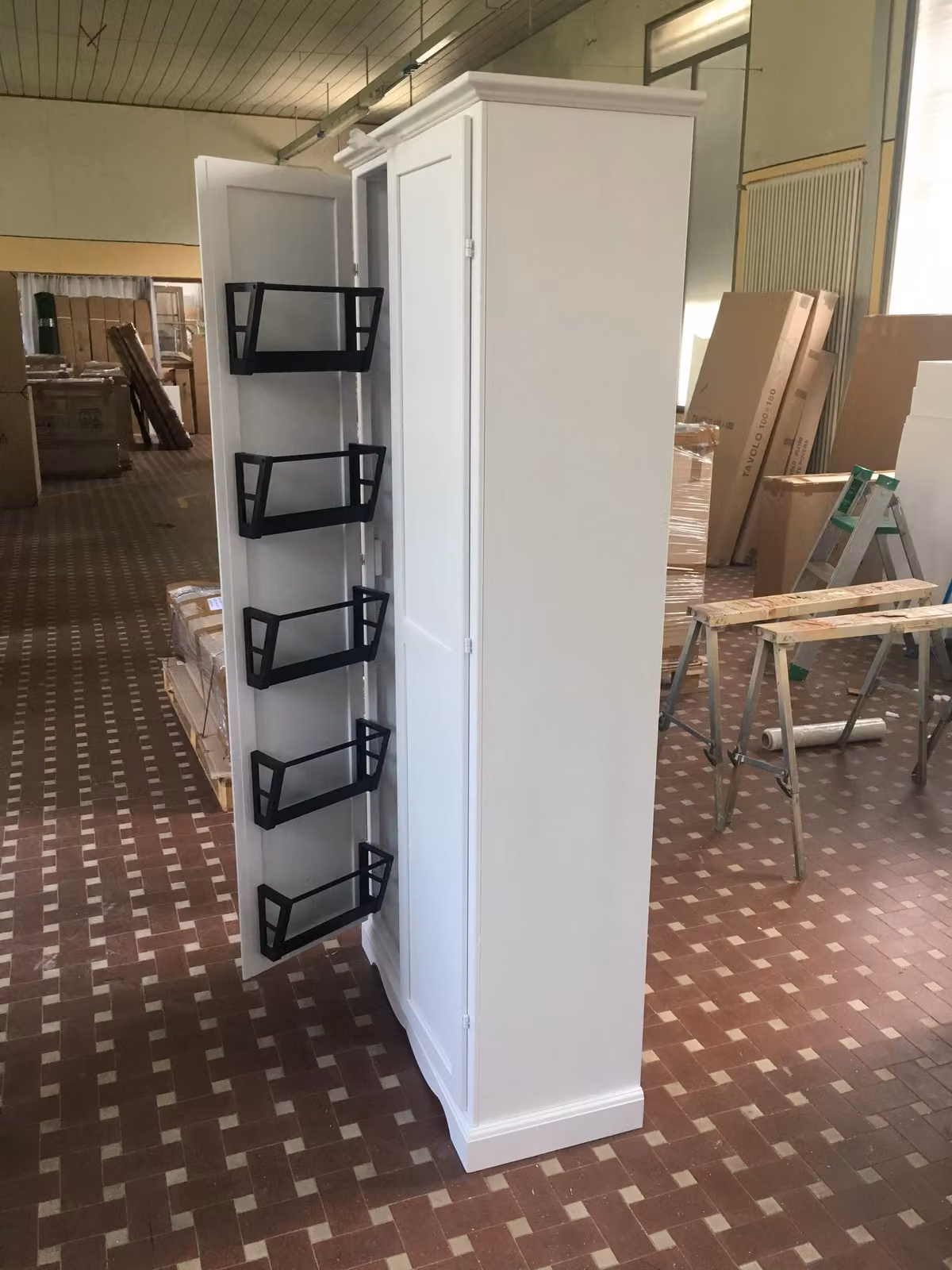 Armadio porta scarpe in legno bianco laccato Mobili 2G L/P/H: 87 x 40 x 192 cm – 2