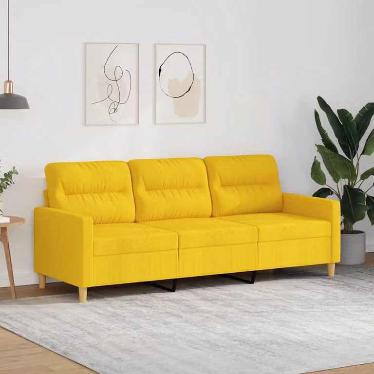 vidaXL Divano Moderno a 3 Posti in Tessuto Giallo con Struttura in Metallo