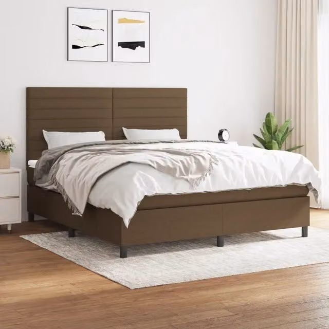Letto Ibrido con Giroletto a Molle e Materasso vidaXL Marrone e Bianco L/P/H: 160 x 200 x 128 cm – 1