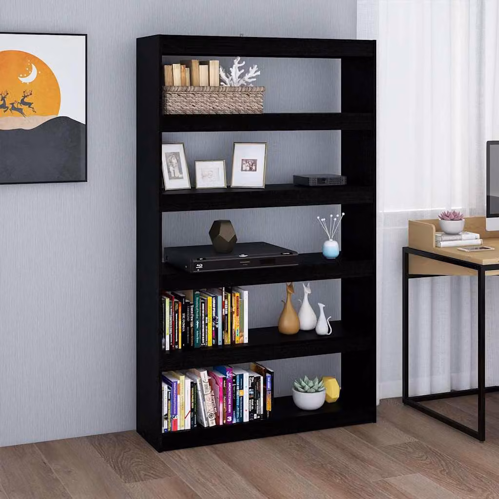 Libreria/Divisorio vidaXL in Legno di Pino Nero, Design Moderno, L 100 cm x P 30 cm x H 167,5 cm