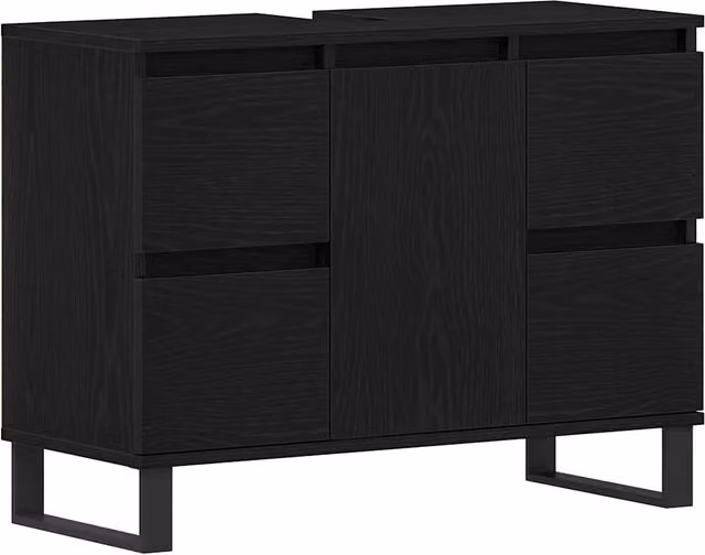 Armadio da bagno sospeso Design In in legno rovere nero con ante e cassetti L/P/H: 80 x 33 x 60 cm
