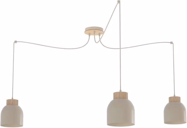Lampada sospesa KRU a ragno 3xE27 beige legno Emibig