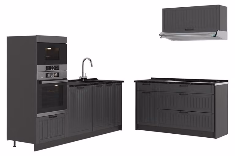 Cucina Vicco Fame-Line Grigio scuro/Antracite 340 cm, PL Antracite, Model 63857