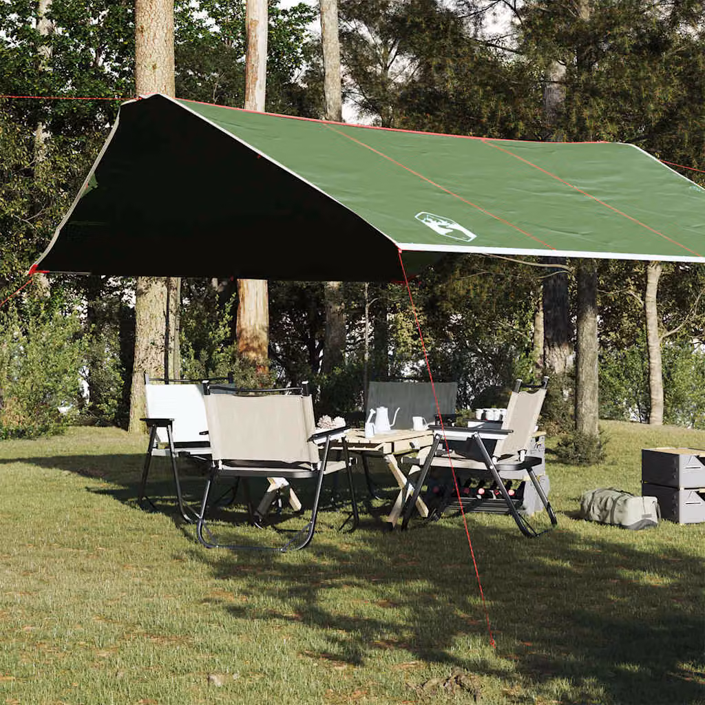 Telone da campeggio impermeabile vidaXL in poliestere verde 420 x 440 cm