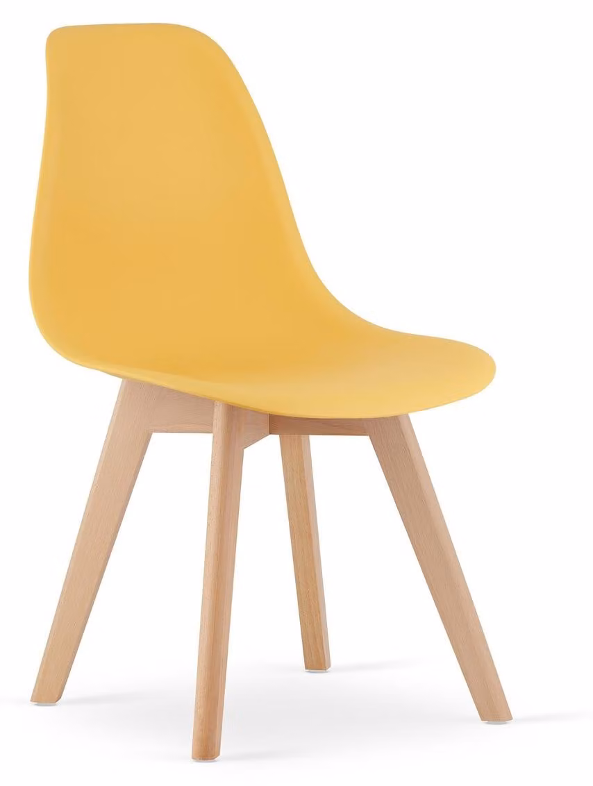 Sedia di design Kito senape con gambe in legno di faggio