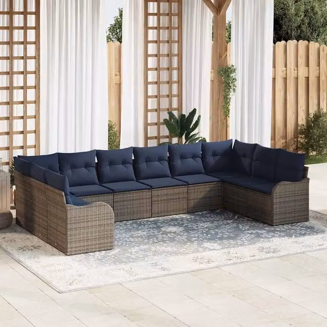 Set di divani 10 pz Grigio Poliestere 3345885