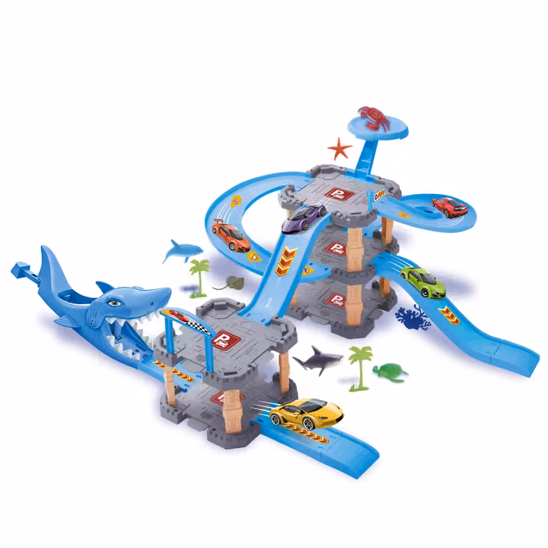 TU GIOCHI Parcheggio Pista Super Speed Multicolore con Veicoli e Animali L: 46 cm, P: 36 cm, H: 30 cm