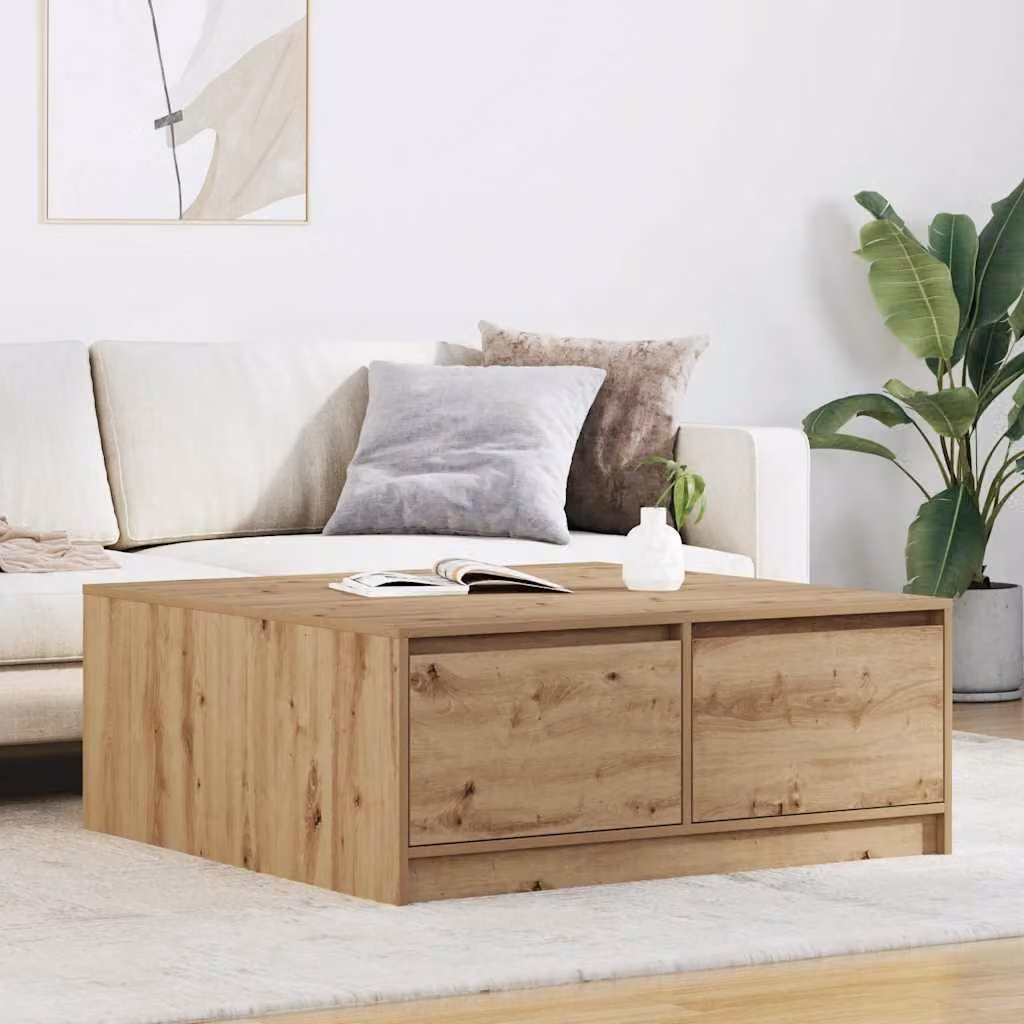 Maison Exclusive - Tavolino con cassetti in legno di quercia "Artisan", dimensioni 100x100x40 cm