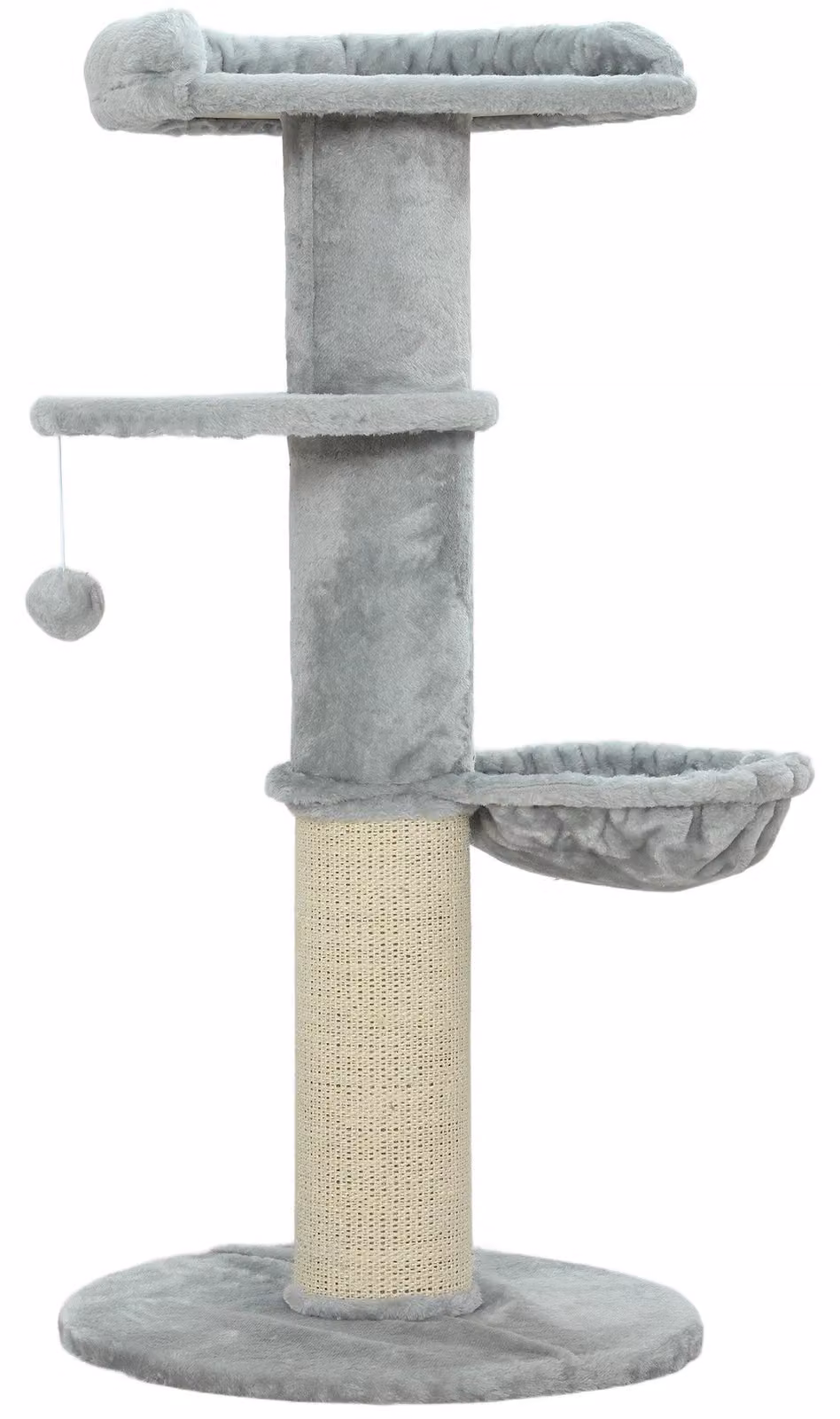 Albero per gatti con sisal e più livelli | Colore: Grigio + Bianco | Dimensioni: 48x48x103,5 cm