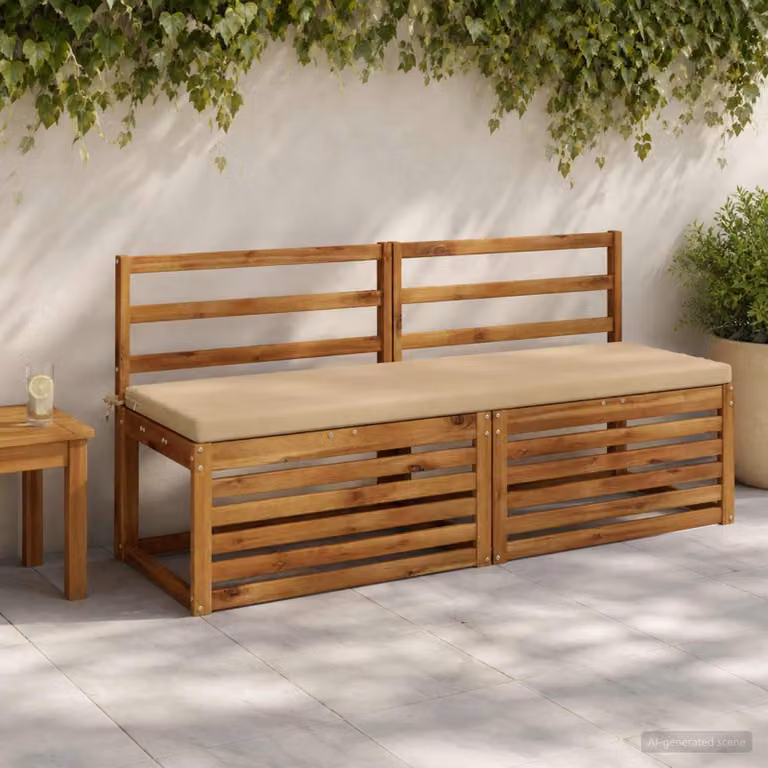 Set di 2 cuscini per panchina vidaXL SOEST in poliestere beige con fodera rimovibile e resistente ai raggi UV