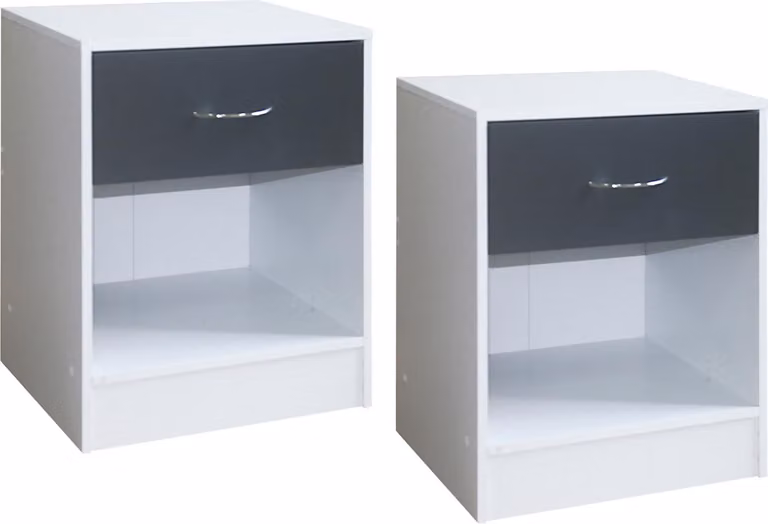 Set di 2 comodini Thekla bianco/grigio