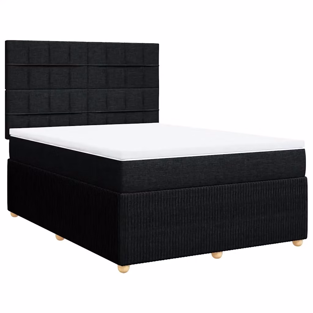Letto Ibrido vidaXL con Giroletto a Molle e Materasso in Tessuto Nero e Bianco L/P/H: 140 x 200 cm – 2
