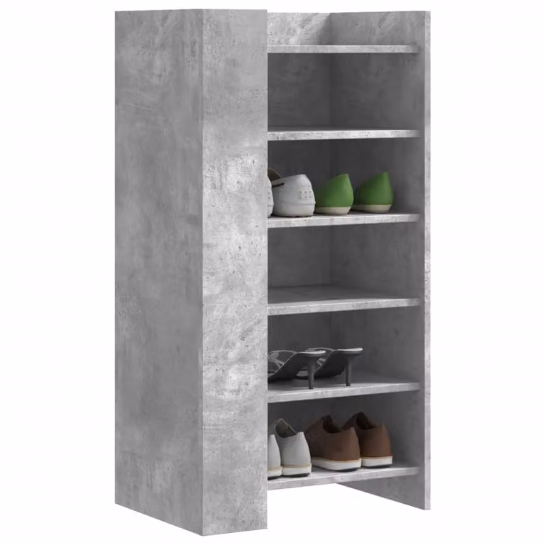 Scarpiera moderna vidaXL in legno grigio con ante a battente, L 52 cm x P 37,5 cm x H 100 cm