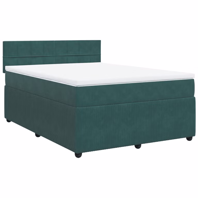 Giroletto a Molle con Materasso Verde Scuro 140x190 cm Velluto