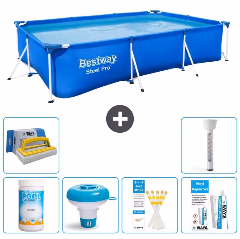 Bestway Steel Pro, piscina rettangolare - 300x201x66 cm - 7 pezzi - Modello S22298