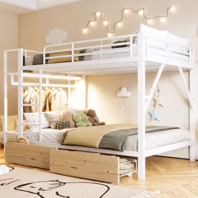 letto a castello metallo bianco 140 x 200 cm