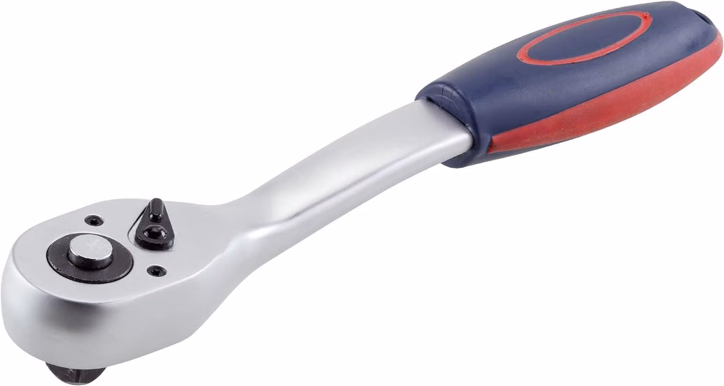 cricchetto reversibile kwb da 1/2 pollice, rotazione oraria/antioraria, impugnatura ergonomica, cromato opaco