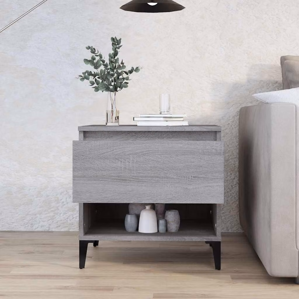 vidaXL Tavolino da soggiorno in stile industriale Grigio e Legno, L/P/H: 50 x 46 x 50 cm