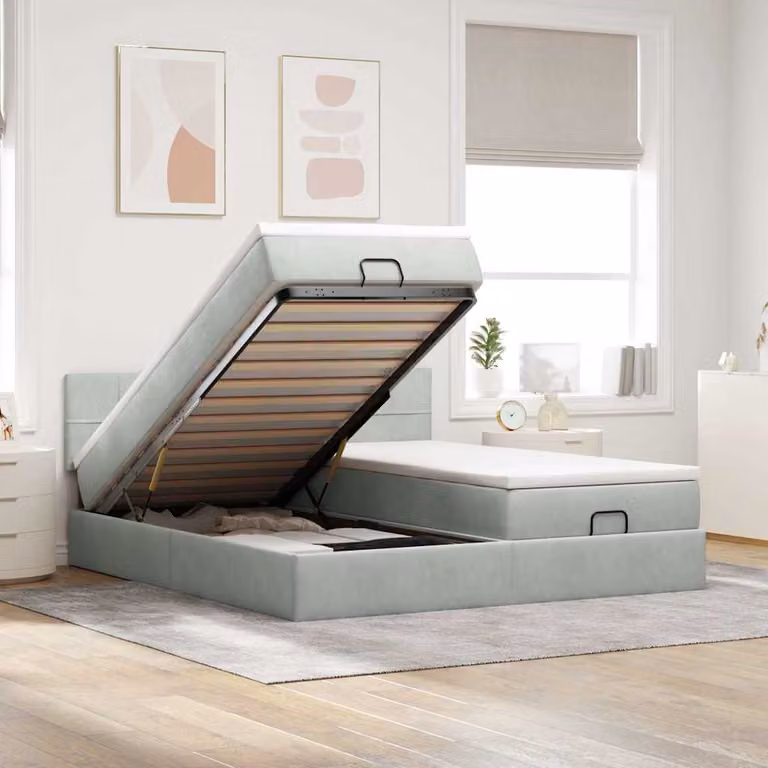 Struttura Letto con Contenitore e Materasso vidaXL in Velluto, L/P/H: 180 x 200 x 28 cm
