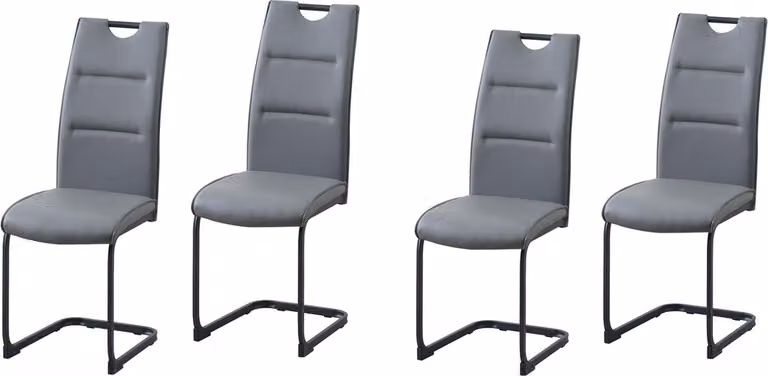 Set di 4 sedie a dondolo, rivestite in ecopelle grigia, modello DannyP, linea HTI